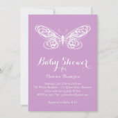 Invitation pourpre de baby shower de papillon (Devant)