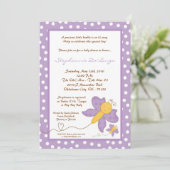 invitation pourpre de baby shower de papillon du (Debout devant)