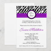 invitation pourpre de baby shower d'impression de (Devant / Derrière)