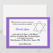 Invitation pourpre de bat mitzvah d'étoile perlée (Devant / Derrière)