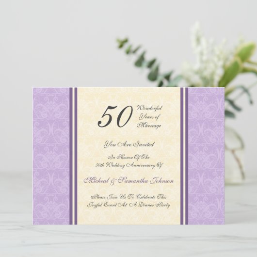 Invitation pourpre de damassé de fête (Debout devant)