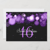 Invitation Pourpre de fête d'anniversaire de sweet sixteen (Dos)