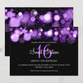 Invitation Pourpre de fête d'anniversaire de sweet sixteen (Devant / Derrière)