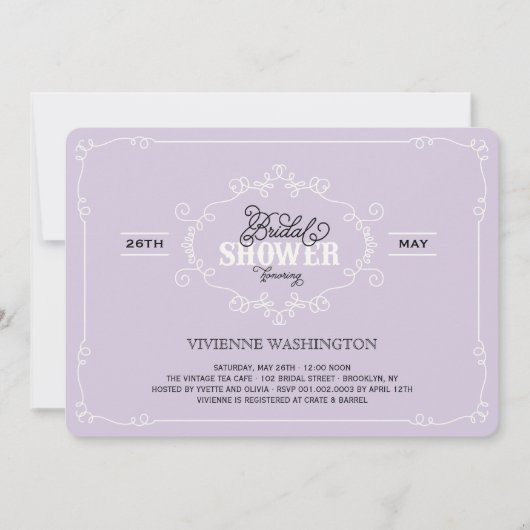 Invitation pourpre de Fête de la mariée de (Devant)