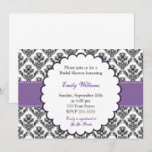 Invitation Pourpre de Fête de la mariée d'invitation de (Devant / Derrière)