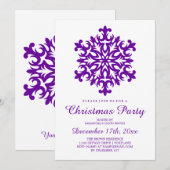 Invitation Pourpre de flocon de neige de fête de Noël (Devant / Derrière)