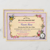 Invitation pourpre de lapin de Bachelorette de thé (Devant / Derrière)