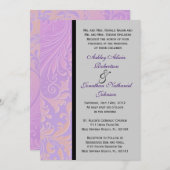 Invitation pourpre de mariage damassé (Devant / Derrière)