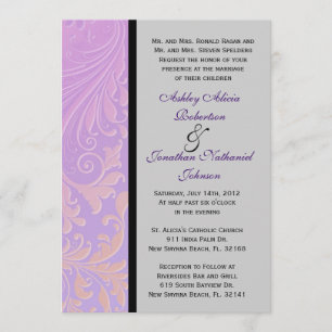 Invitation pourpre de mariage damassé