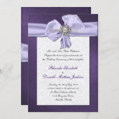Invitation pourpre de mariage damassé (Devant / Derrière)