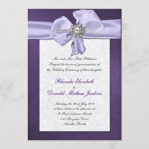 Invitation pourpre de mariage damassé