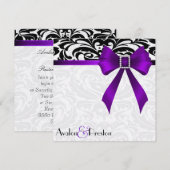Invitation pourpre de mariage damassé d'arc de (Devant / Derrière)