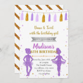 Invitation pourpre de partie de ballerine d'or (Devant / Derrière)