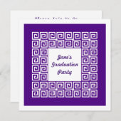 Invitation pourpre de partie de diplômé de motif (Devant / Derrière)