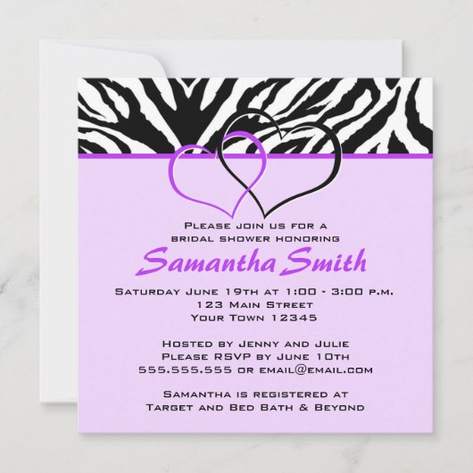 Invitation pourpre de partie de Fête de la mariée (Devant)
