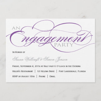 Invitation pourpre de partie de fiançailles de