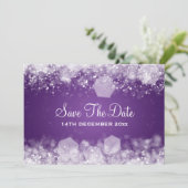 Invitation Pourpre de scintillement de nuit de mariage (Debout devant)