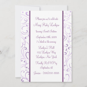 Invitation pourpre de sweet sixteen