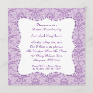 Invitation pourpre d'élégance de damassé