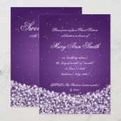 Invitation Pourpre d'étincelle d'étoile de fête (Devant / Derrière)