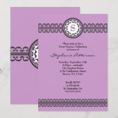 Invitation pourpre du bonbon 16 à monogramme de (Devant / Derrière)