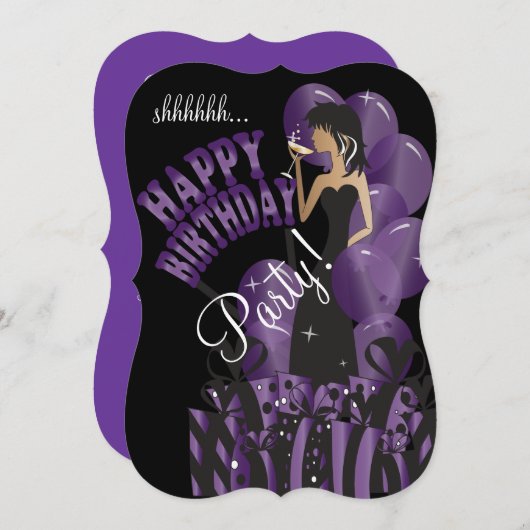 Invitation Pourpre du nom | de la fille | do-it-yourself de (Devant / Derrière)