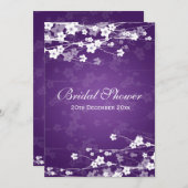 Invitation Pourpre élégant de fleurs de cerisier de Fête de (Devant / Derrière)