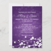 Invitation Pourpre élégant de fleurs de cerisier de mariage (Dos)