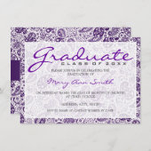 Invitation Pourpre élégant de Paisley de fête de remise des (Devant / Derrière)