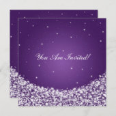 Invitation Pourpre élégant d'étincelle d'étoile de Fête de la (Devant / Derrière)