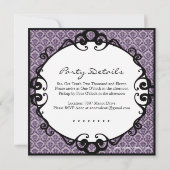 Invitation pourpre élégante de fête d'anniversaire (Dos)