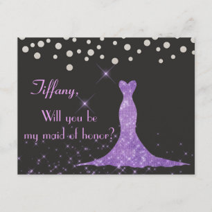 Invitation Pourpre et argent serez-vous ma domestique