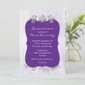 Invitation pourpre et argentée chic de Quinceañera (Debout devant)