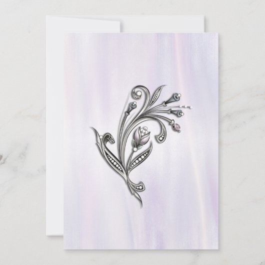 Invitation pourpre et argentée chic de Quinceañera (Dos)