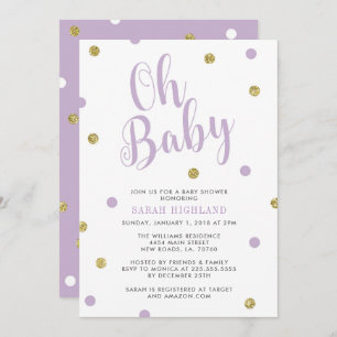 Invitation Pourpre et baby shower de parties scintillantes