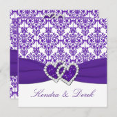 Invitation pourpre et blanche de douche de couples (Devant / Derrière)