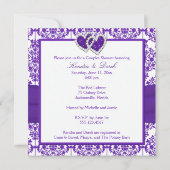 Invitation pourpre et blanche de douche de couples (Dos)