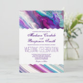 Invitation Pourpre et épouser abstrait de remous de peinture (Debout devant)