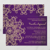 Invitation Pourpre et Fête de la mariée inspirée indienne (Devant / Derrière)