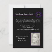 Invitation pourpre et noire de photo de monogramme (Dos)