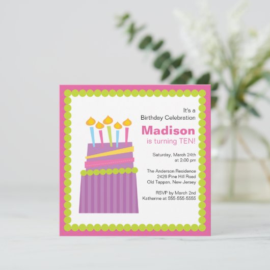 Invitation pourpre et rose à la mode (Debout devant)