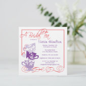 Invitation pourpre et rouge de Fête de la mariée - (Debout devant)