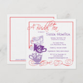 Invitation pourpre et rouge de Fête de la mariée - (Devant / Derrière)