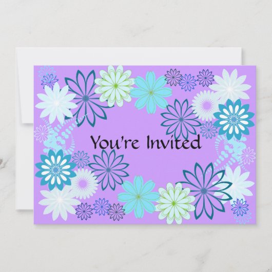 Invitation pourpre et turquoise d'anniversaire (Devant)