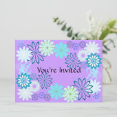 Invitation pourpre et turquoise d'anniversaire (Debout devant)