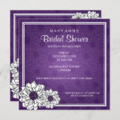 Invitation Pourpre floral de dahlia élégant de Fête de la (Devant / Derrière)