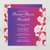 Invitation Pourpre floral élégant d'invitation de Fête de la (Devant / Derrière)