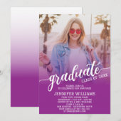 Invitation Pourpre | Graduation Photo Grad Graduate Party (Devant / Derrière)