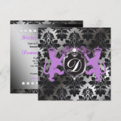 Invitation Pourpre héraldique 16ème, 21, 30, 40, 50 du lion (Devant / Derrière)