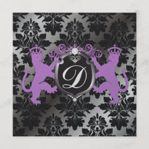 Invitation Pourpre héraldique 16ème, 21, 30, 40, 50 du lion